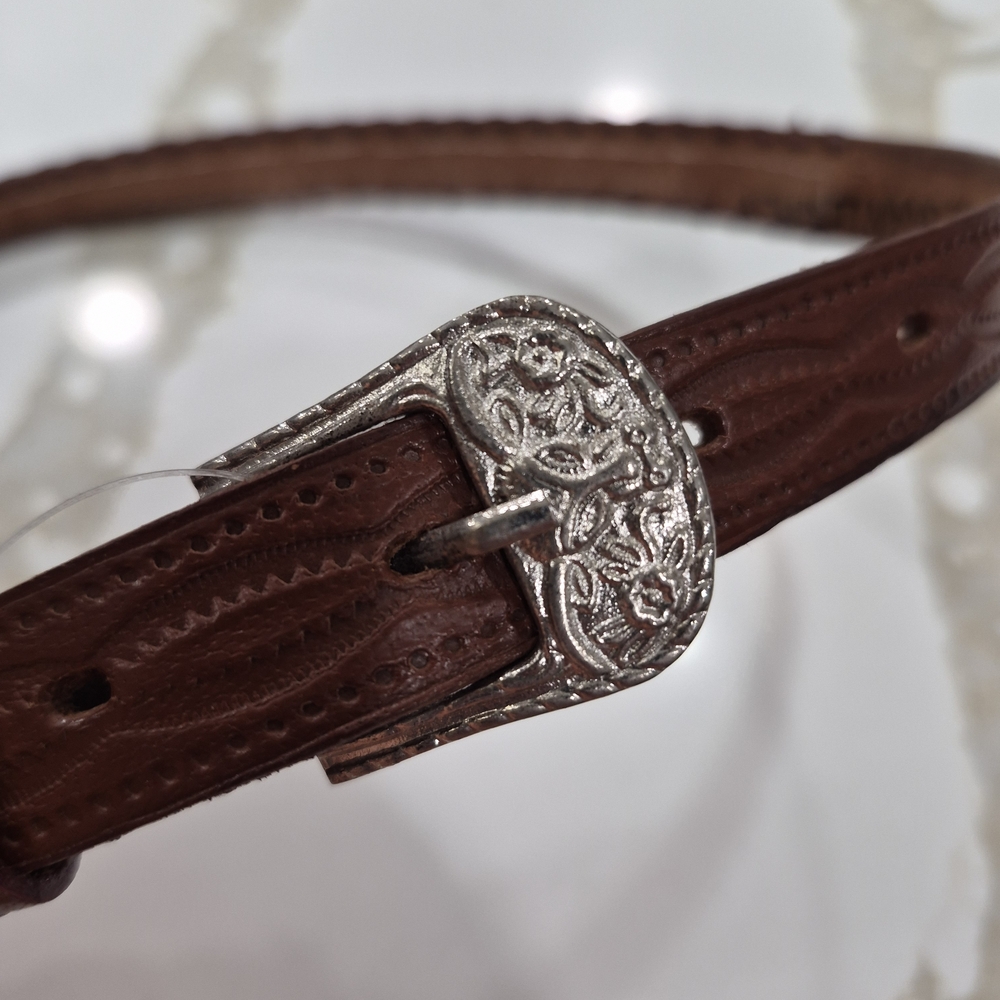 Kids 26"  Beaded Full Grain  Leather Belt. - Picture 3 of 3